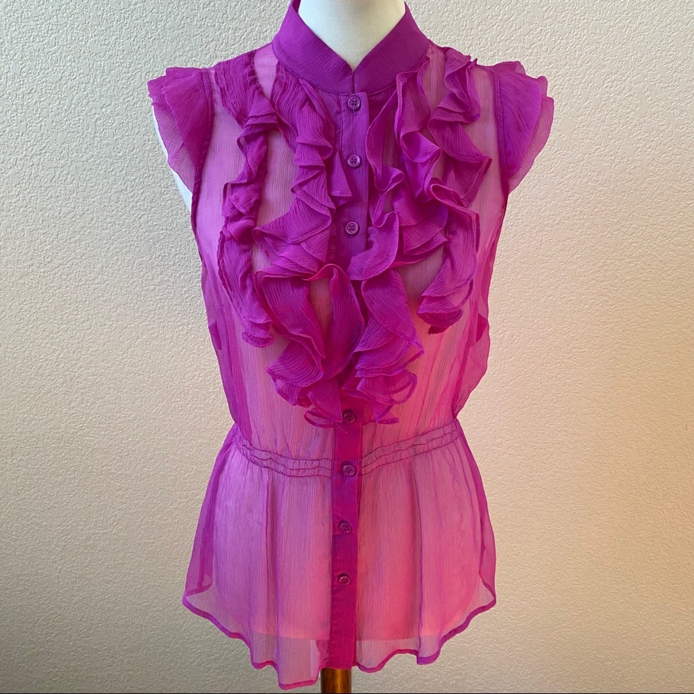 Bebe sheer button-up blouse